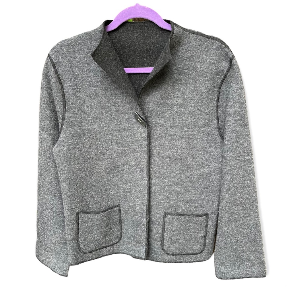 Jillian Jones Wool Blend Reversible Single Button Closure Jacket Sz LP